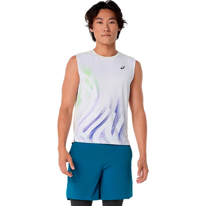 アシックス asics ランニンググラフィックスリーブレスシャツ 2011D486