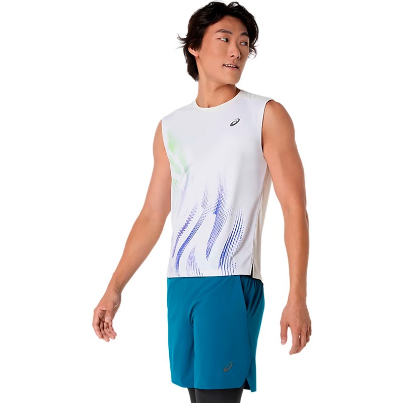 アシックス asics ランニンググラフィックスリーブレスシャツ 2011D486