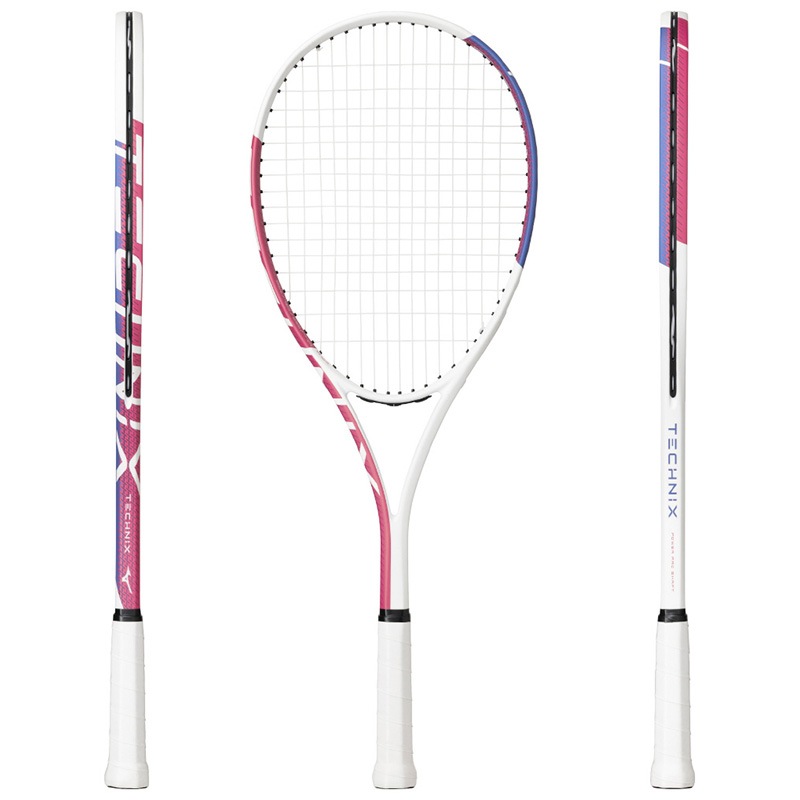 ガット張上済】ミズノ MIZUNO テクニクス ローズレッド×サファイア