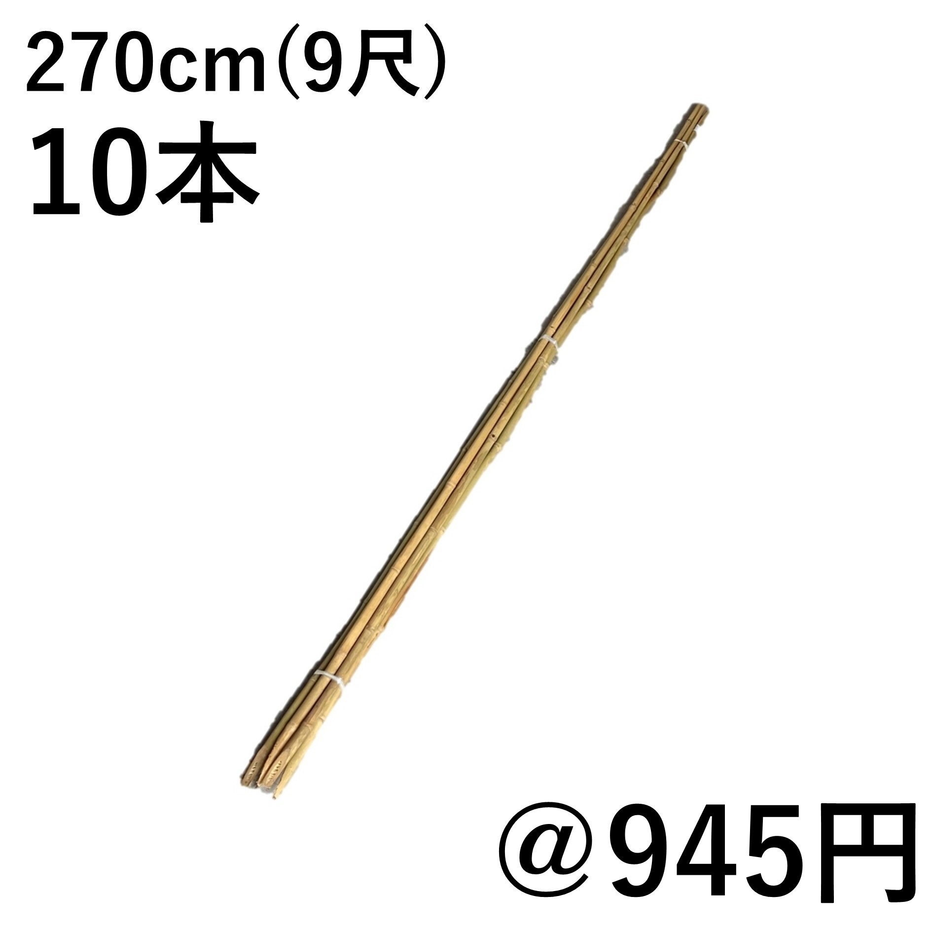 女竹 300cm（10尺）細 10本（カットなし） 篠竹 農業用、園芸用の支柱