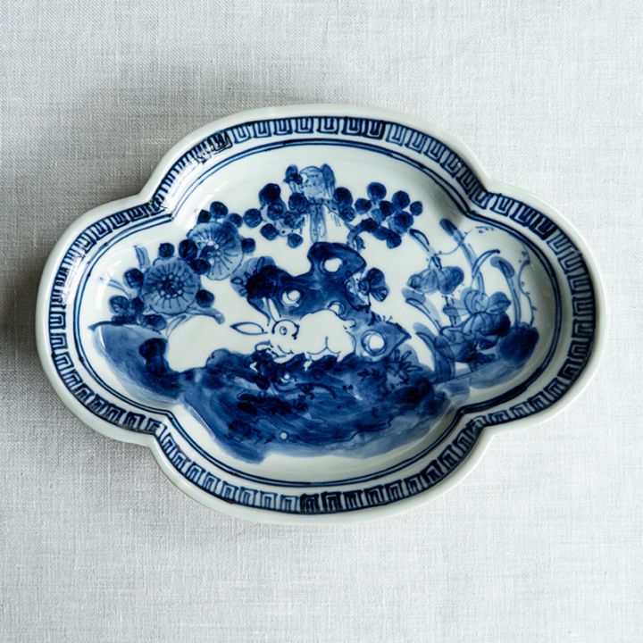 【個展予約商品】木瓜皿染付うさぎ紋　萠窯