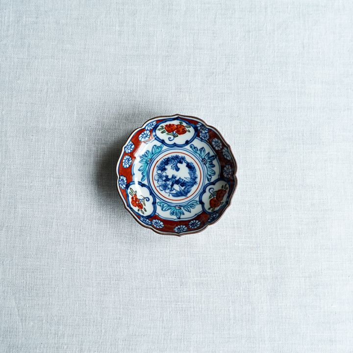 【個展予約商品】三寸輪花皿色絵果実文　萠窯