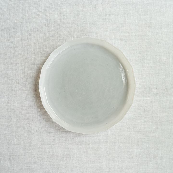 【ガラス展】白のうつわ 十六角プレート G　小宮崇