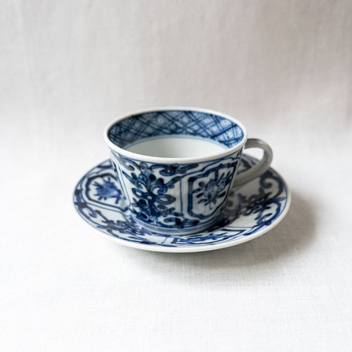 【個展】珈琲碗染付（カップアンドソーサー）　萠窯