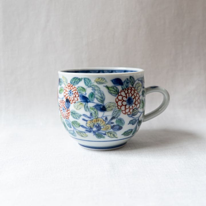 【個展】マグカップ色絵回花紋　萠窯
