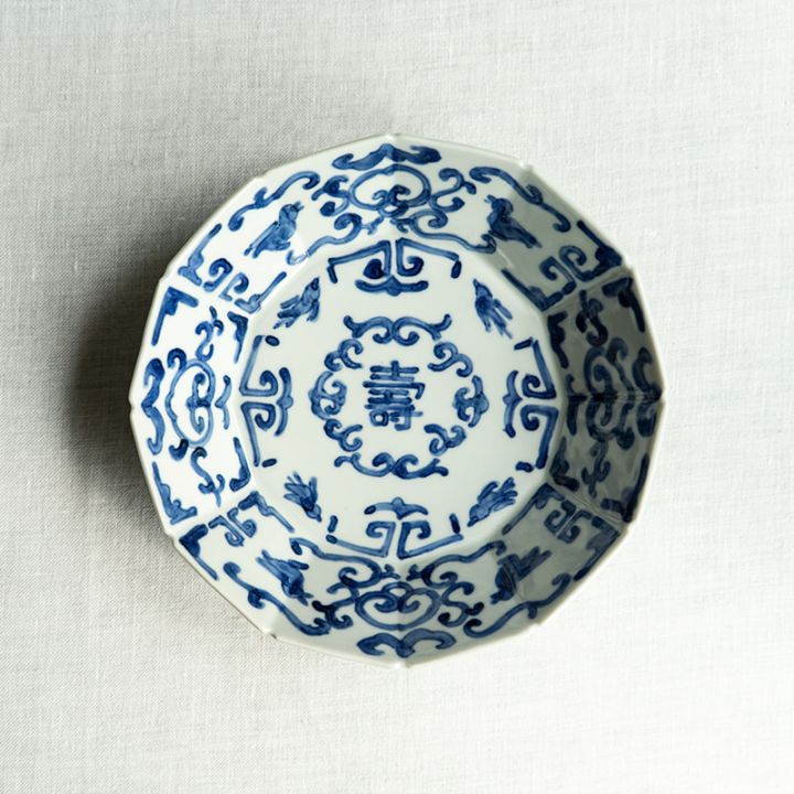 個展予約商品】十二角鉢染付寿唐草紋 堀畑蘭 | 作家から選ぶ