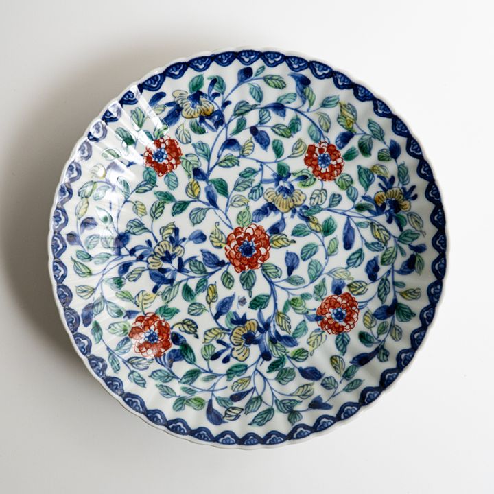 【個展】七寸菊皿色絵回花文　萠窯