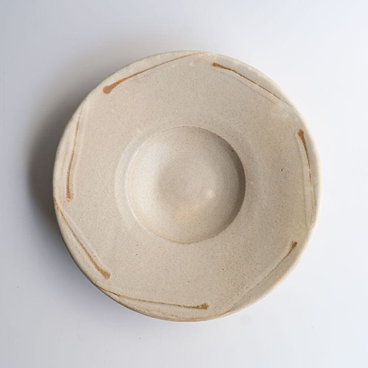 【個展】リム皿広中ホワイト飛柄　山口和声