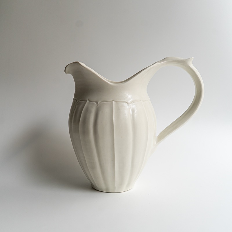 【個展1点もの】マット釉白磁ピッチャー大　宮田竜司