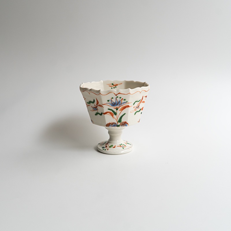 【個展予約商品】呉須赤絵面取稜花高杯　宮田竜司