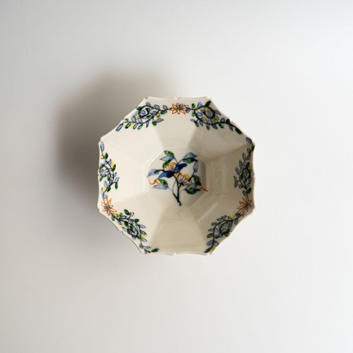 【個展予約商品】呉須赤絵面取輪花小鉢　宮田竜司