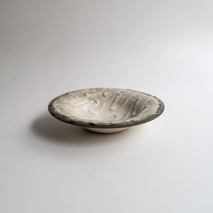 【藤原展】イッチン帽子鉢6寸 白(B)　藤原純