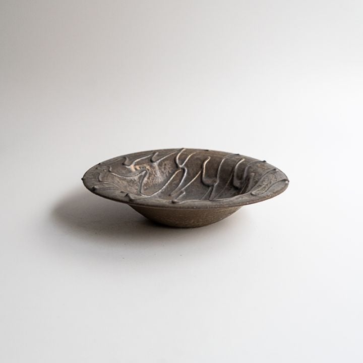【藤原展】イッチン帽子鉢6寸 黒(B)　藤原純