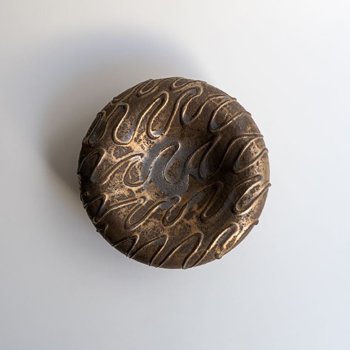 【藤原展】イッチンくぼみ台皿M 黒(B)　藤原純