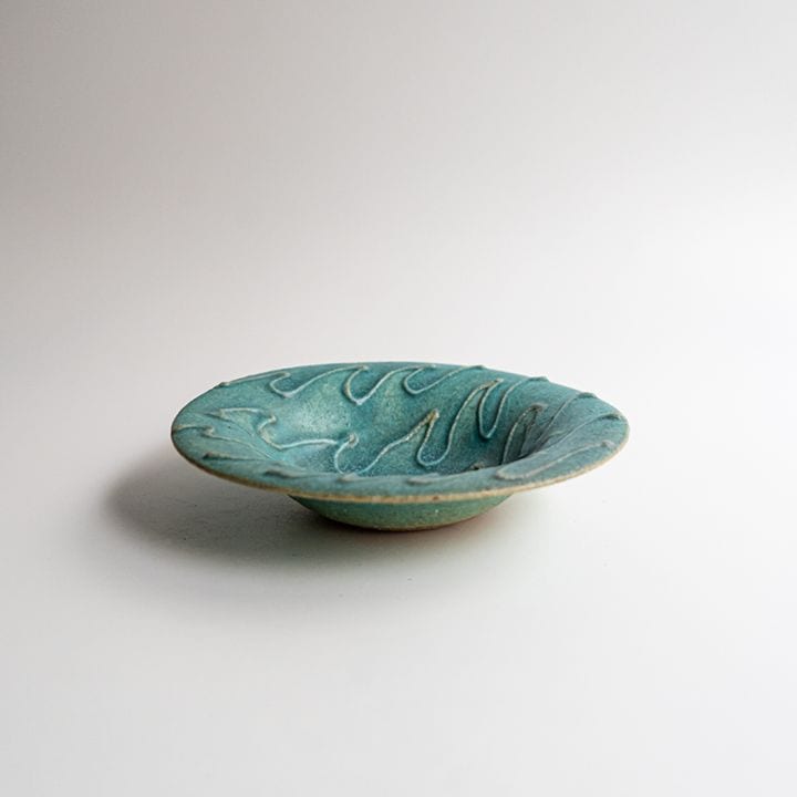 【藤原展】イッチン帽子鉢6寸 青(B)　藤原純