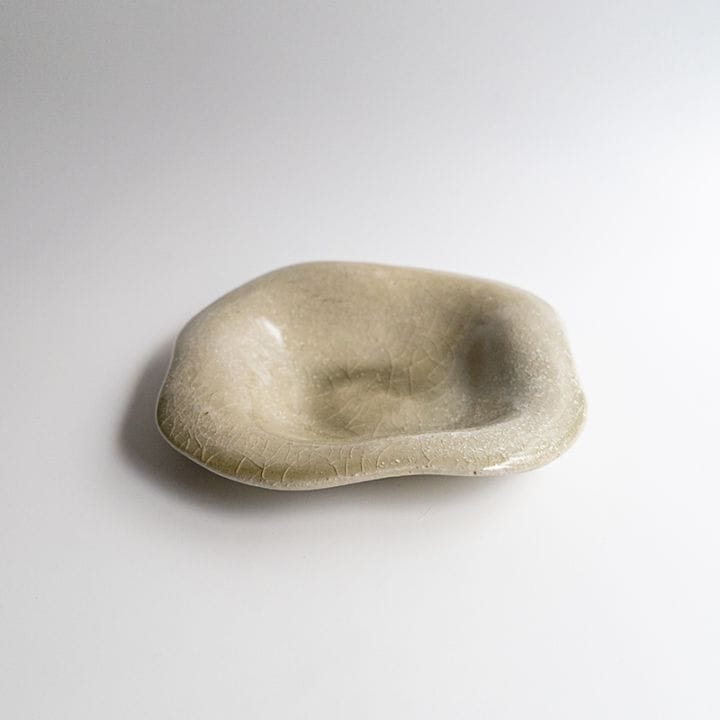 【藤原展】オド鉢L 白抹茶　藤原志鈴香