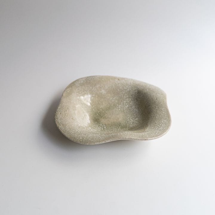 【藤原展】オド鉢M 白抹茶　藤原志鈴香