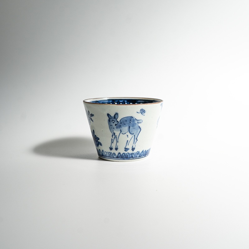 【個展】蕎麦猪口染付鹿 萠窯