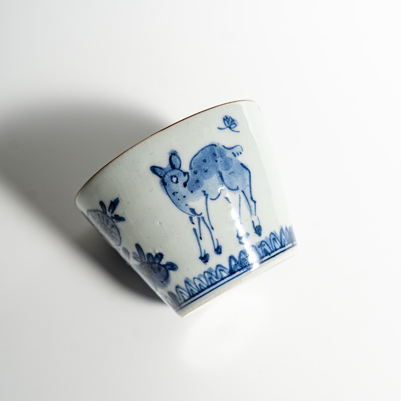 【個展】蕎麦猪口染付鹿 萠窯