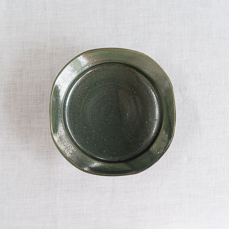 緑釉四方皿　中里健太