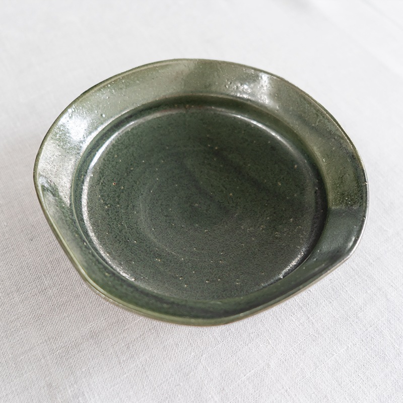 緑釉四方皿　中里健太