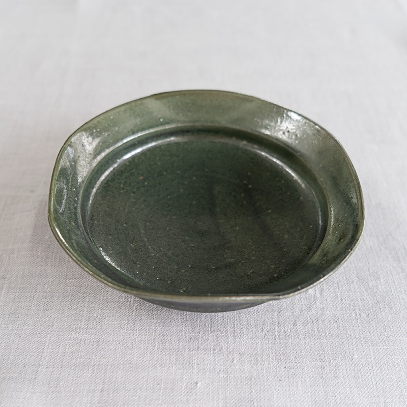 緑釉四方皿　中里健太