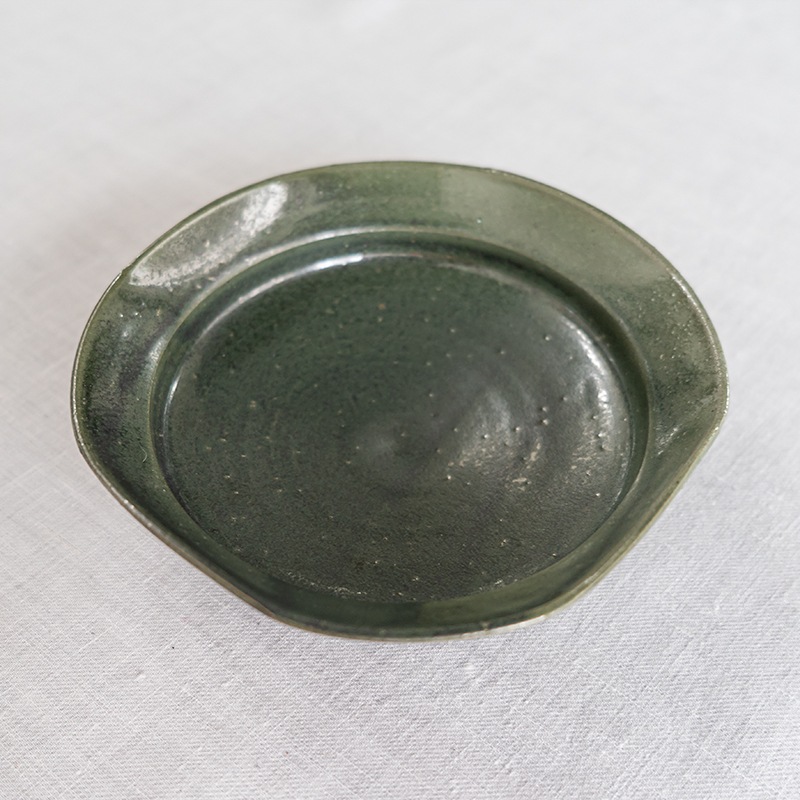 緑釉四方皿　中里健太