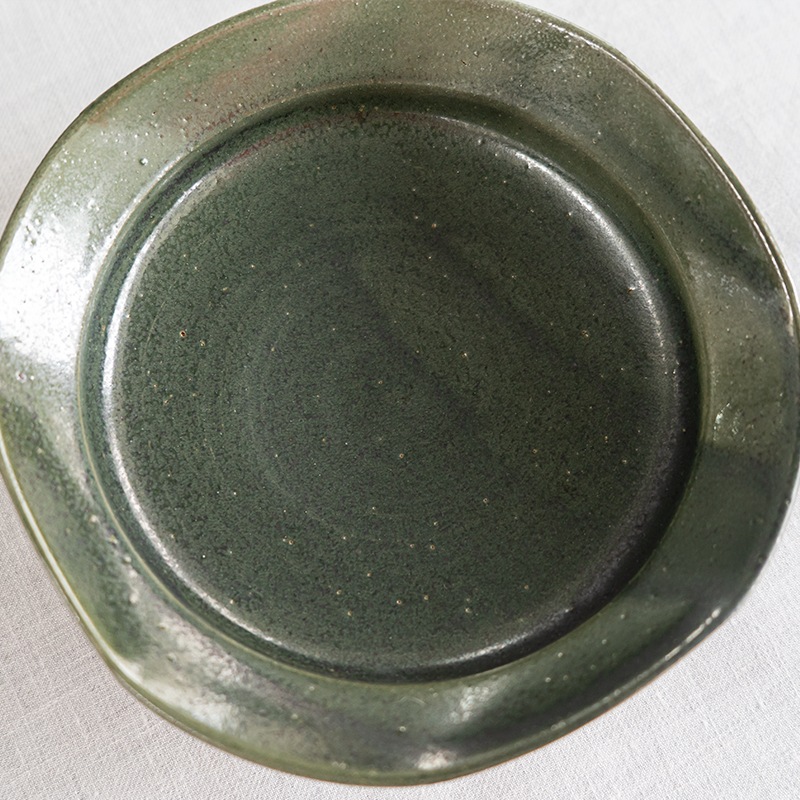 緑釉四方皿　中里健太