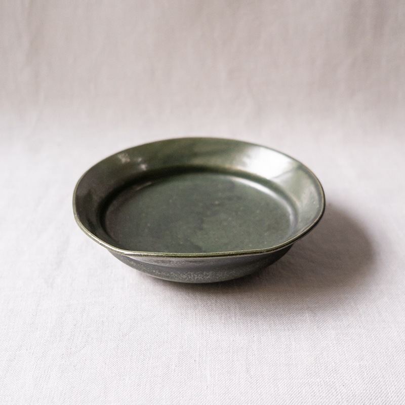 緑釉四方皿　中里健太