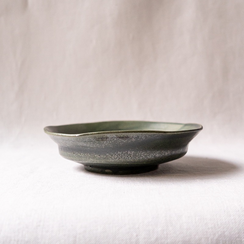 緑釉四方皿　中里健太