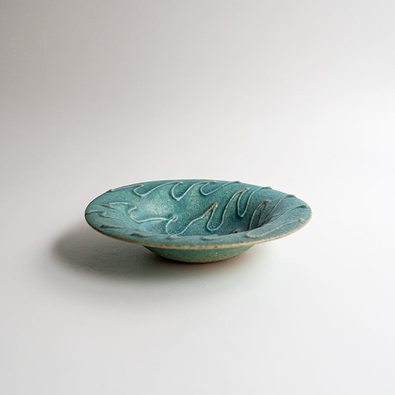 【藤原展】イッチン帽子鉢6寸 青(B)　藤原純