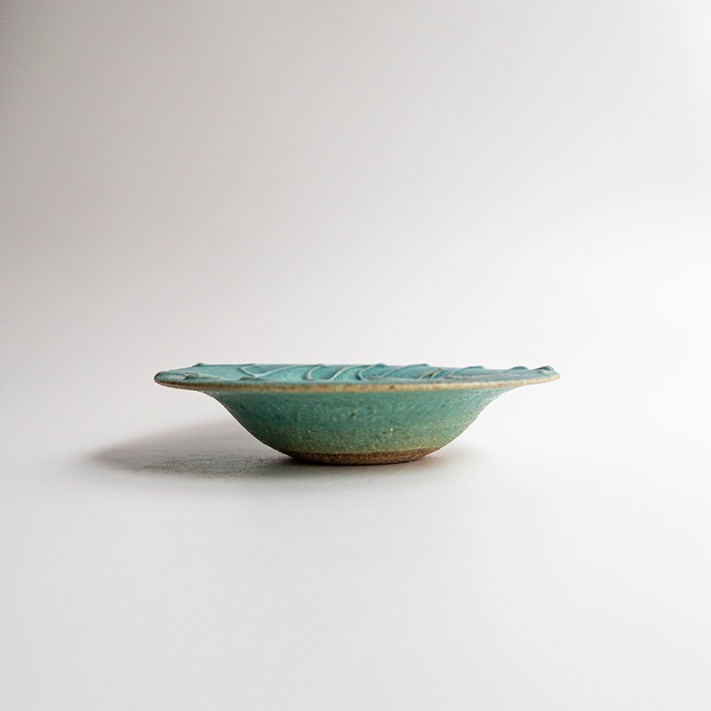【藤原展】イッチン帽子鉢6寸 青(B)　藤原純