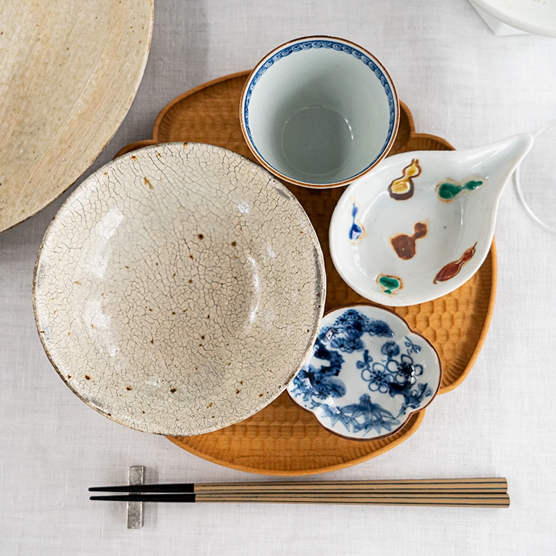 彩り豆皿盆セット