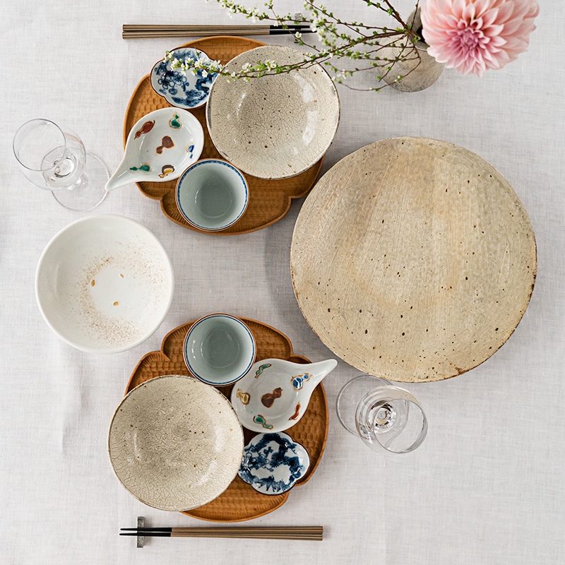 彩り豆皿盆セット