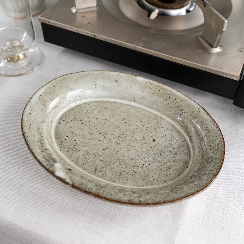 林檎灰釉楕円深皿 寺村光輔
