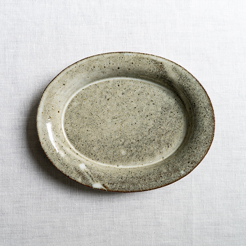 林檎灰釉楕円深皿 寺村光輔