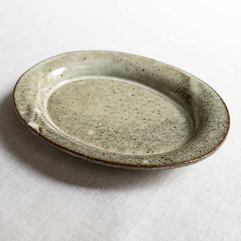 林檎灰釉楕円深皿 寺村光輔
