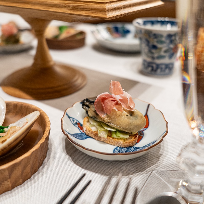 【個展】三寸輪花皿色絵ひさご文　萠窯