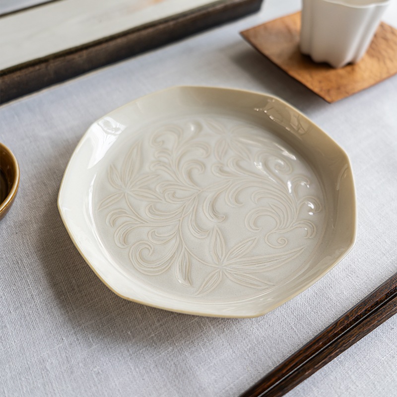 <器select>八角皿 ヌカ白