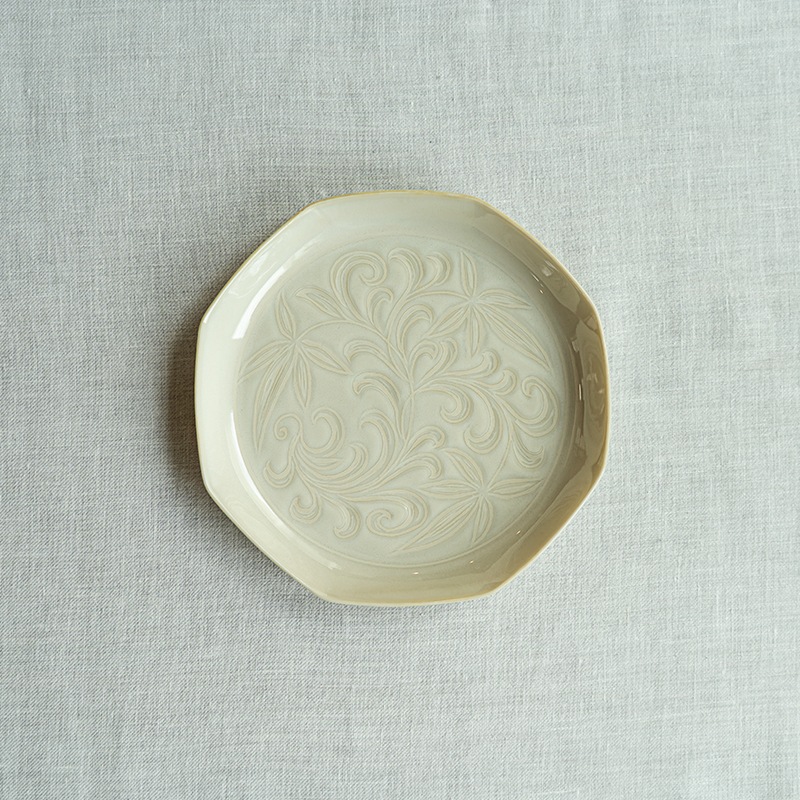 <器select>八角皿 ヌカ白