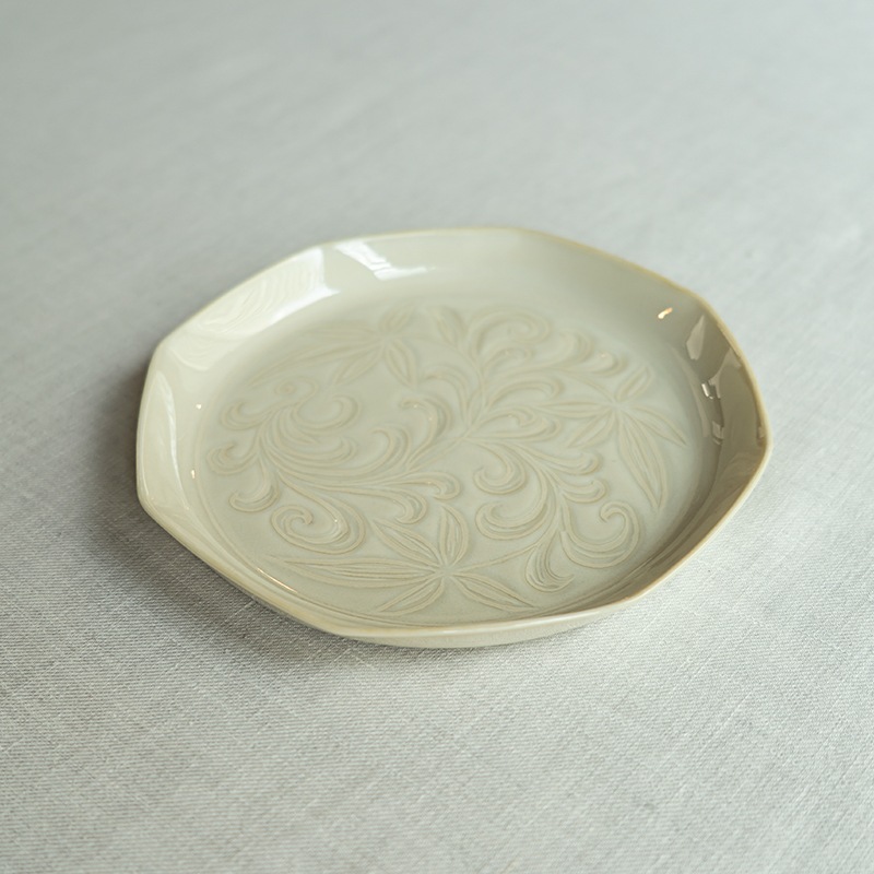 <器select>八角皿 ヌカ白