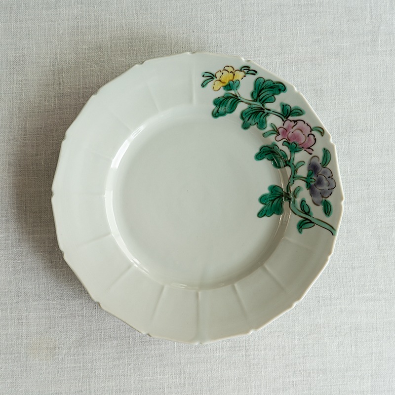 【予約商品】[別注コラボ] 6.5寸皿色絵花ゆらぎ(B) 堀畑蘭
