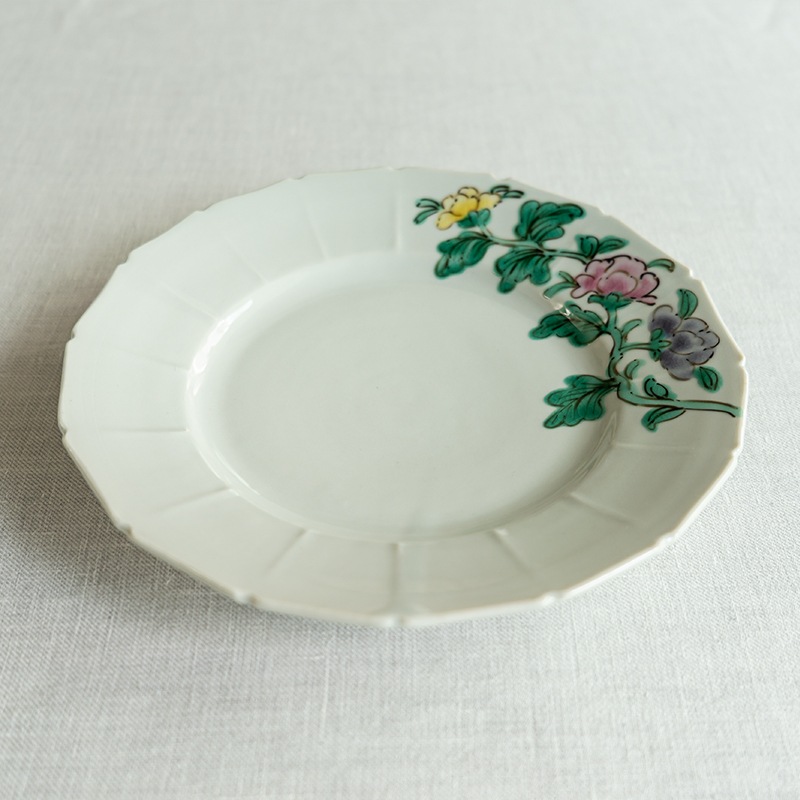 【予約商品】[別注コラボ] 6.5寸皿色絵花ゆらぎ(B) 堀畑蘭