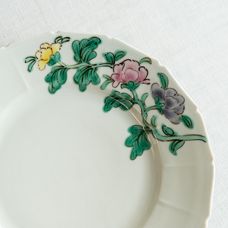 【予約商品】[別注コラボ] 6.5寸皿色絵花ゆらぎ(B) 堀畑蘭