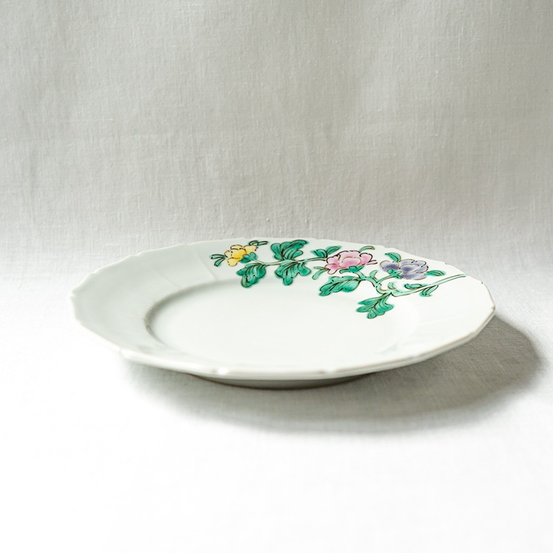 【予約商品】[別注コラボ] 6.5寸皿色絵花ゆらぎ(B) 堀畑蘭