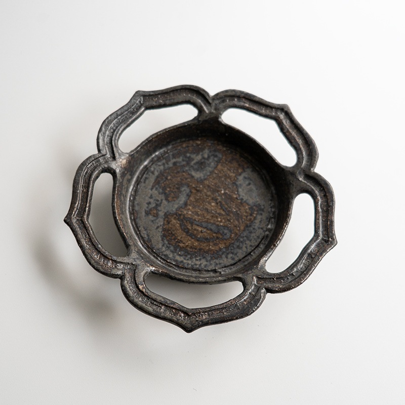 【個展】透かし向付綾花炭化黒　渡辺信史