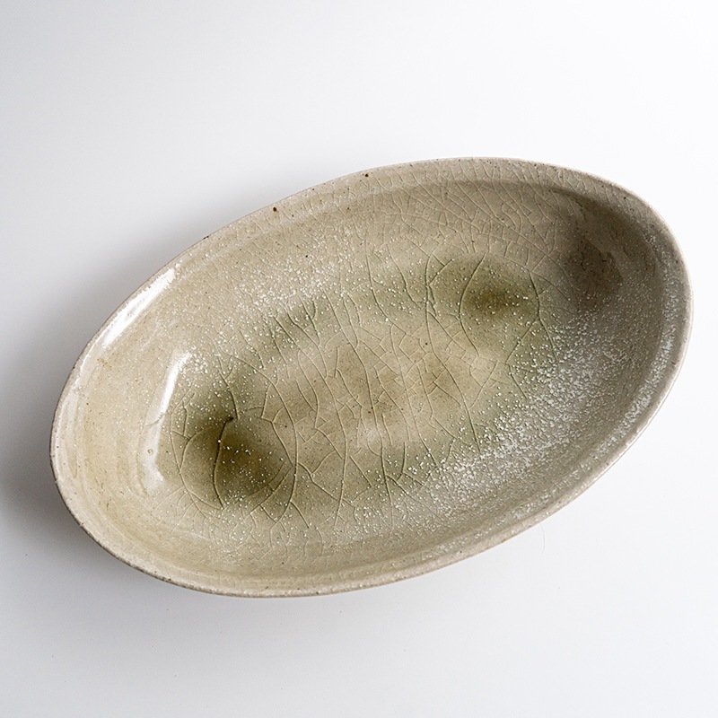 【藤原展】ながまるボウルL 白抹茶 藤原志鈴香