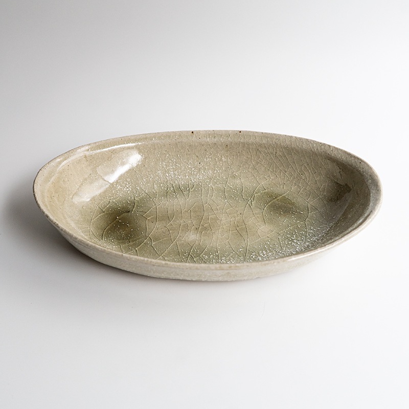 【藤原展】ながまるボウルL 白抹茶 藤原志鈴香