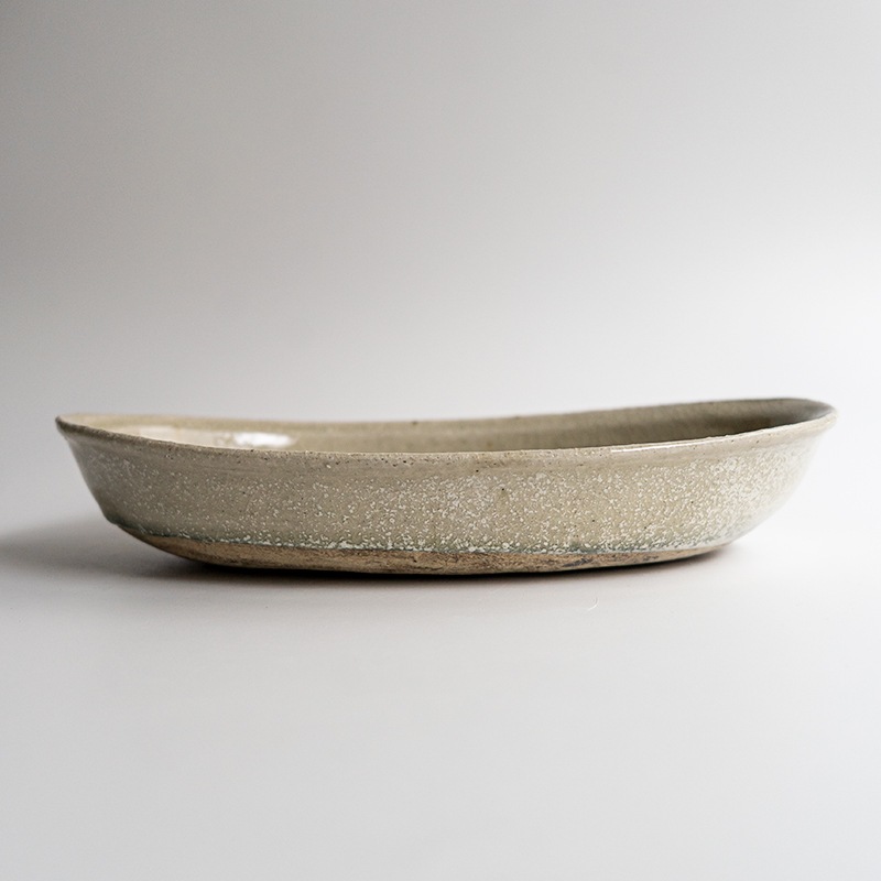 【藤原展】ながまるボウルL 白抹茶 藤原志鈴香