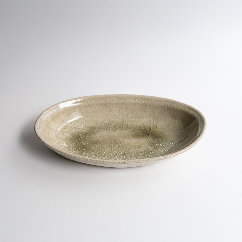 【藤原展】ながまるボウルM 白抹茶　藤原志鈴香
